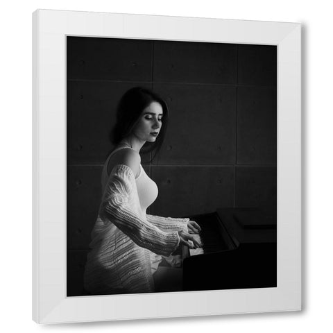 Iranian Female Instrumentalists (Piano) White Modern Wood Framed Art Print by Keramati, Saeed