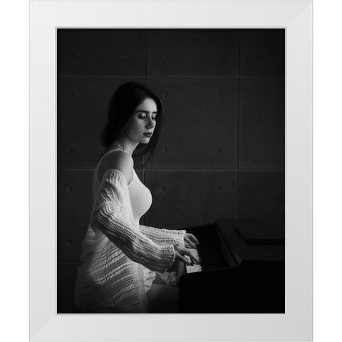 Iranian Female Instrumentalists (Piano) White Modern Wood Framed Art Print by Keramati, Saeed
