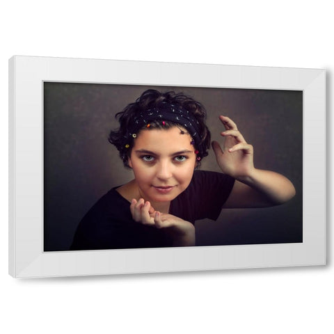 Enchanted White Modern Wood Framed Art Print by Kiral, Cicek