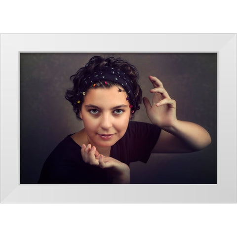 Enchanted White Modern Wood Framed Art Print by Kiral, Cicek
