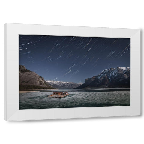 Lake Minnewanka White Modern Wood Framed Art Print by Schaarschmidt, Christoph