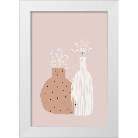 Tiny Flowers White Modern Wood Framed Art Print by uplusmestudio