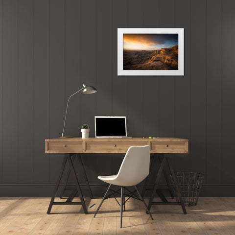 The First Light White Modern Wood Framed Art Print by Wei, Willa