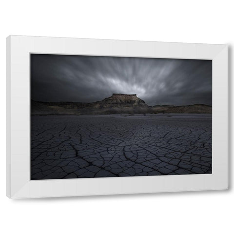 Dry Land White Modern Wood Framed Art Print by Deng, Larry