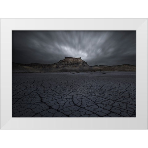 Dry Land White Modern Wood Framed Art Print by Deng, Larry