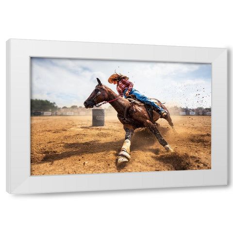 Slam On The Brakes White Modern Wood Framed Art Print by Zhou, Steven
