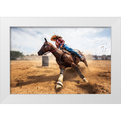 Slam On The Brakes White Modern Wood Framed Art Print by Zhou, Steven