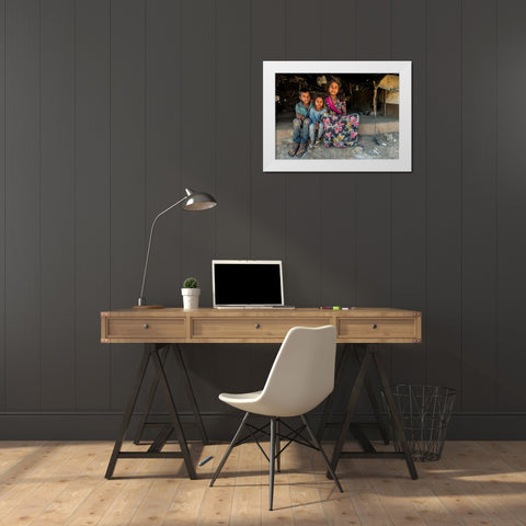 Nomadic Brothers And Sisters White Modern Wood Framed Art Print by Damico, Giuseppe