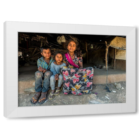 Nomadic Brothers And Sisters White Modern Wood Framed Art Print by Damico, Giuseppe