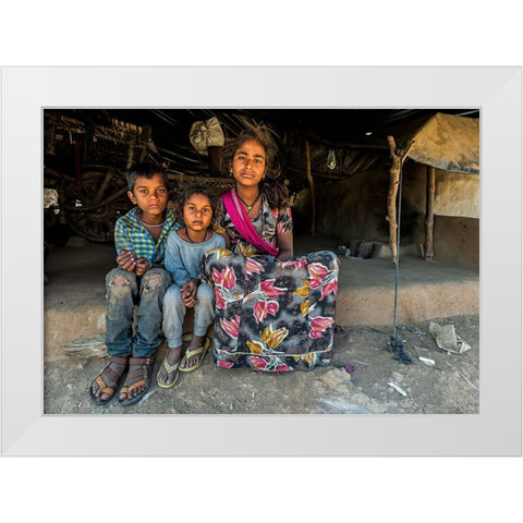 Nomadic Brothers And Sisters White Modern Wood Framed Art Print by Damico, Giuseppe