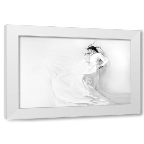 Dance In The Light White Modern Wood Framed Art Print by Taghipour, Marjan