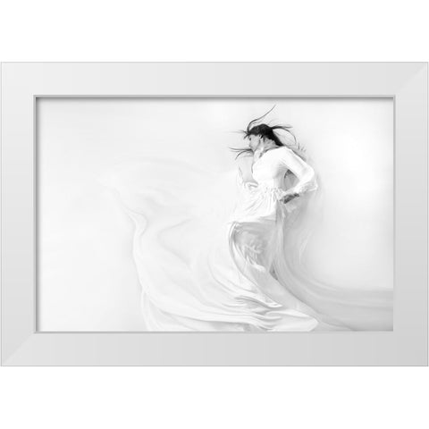Dance In The Light White Modern Wood Framed Art Print by Taghipour, Marjan