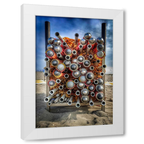 ...On The Beach White Modern Wood Framed Art Print by Bissacco, Alberto