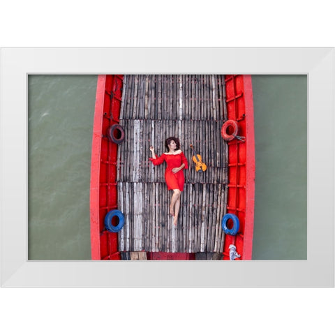 Red White Modern Wood Framed Art Print by Khan Ronnie, Azim