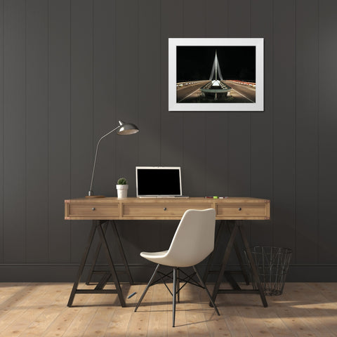 De Harp  In Hoofddorp -Werk Van Calatrava White Modern Wood Framed Art Print by Agterhof, Piet