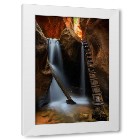 Waterfall White Modern Wood Framed Art Print by Zhang, Johnny