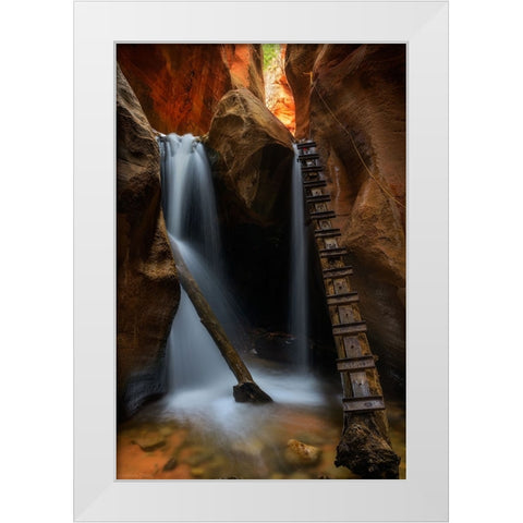 Waterfall White Modern Wood Framed Art Print by Zhang, Johnny
