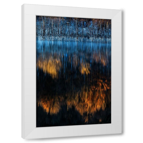 Cuejdel lake White Modern Wood Framed Art Print by Mirica, Dan
