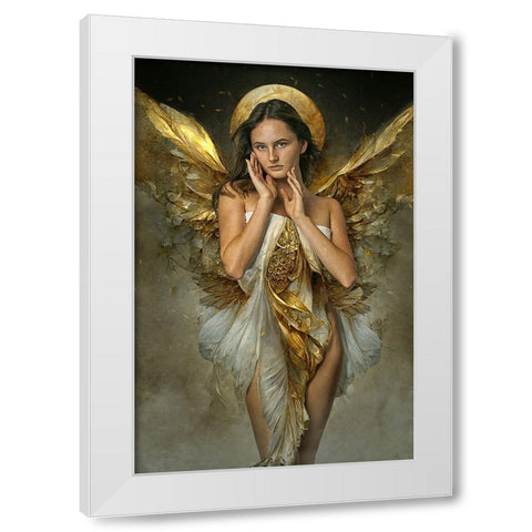 Goldenangel White Modern Wood Framed Art Print by Egger, Marcel