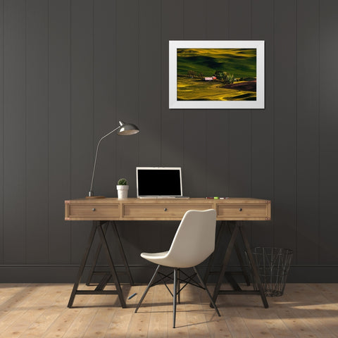 Palouse Wheat Fields White Modern Wood Framed Art Print by Dickau, Kristel