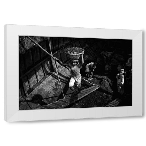 Coal Carriers - 6243 White Modern Wood Framed Art Print by Garik