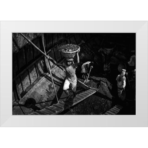 Coal Carriers - 6243 White Modern Wood Framed Art Print by Garik