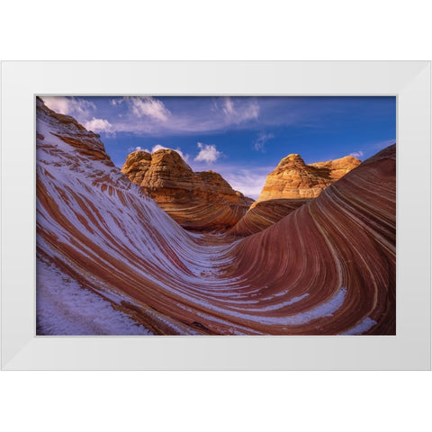 Wave Of Lines White Modern Wood Framed Art Print by Donnahom