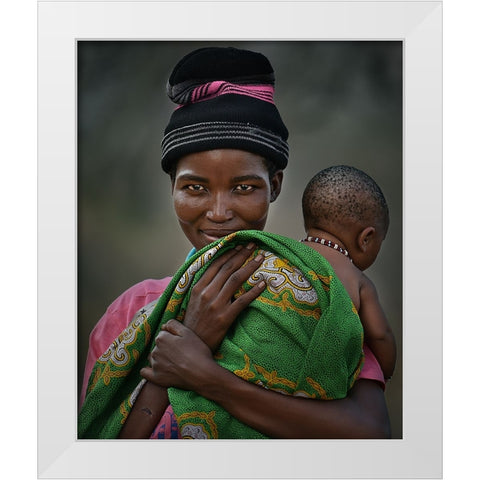 MotherS Smile White Modern Wood Framed Art Print by Perovich, Irene
