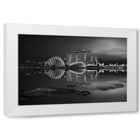Silent Bay White Modern Wood Framed Art Print by P Roy, Partha