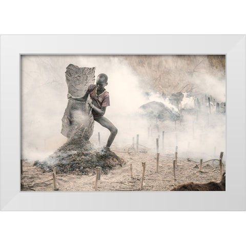 Adding Fuel To The Fire White Modern Wood Framed Art Print by Cole, Trevor