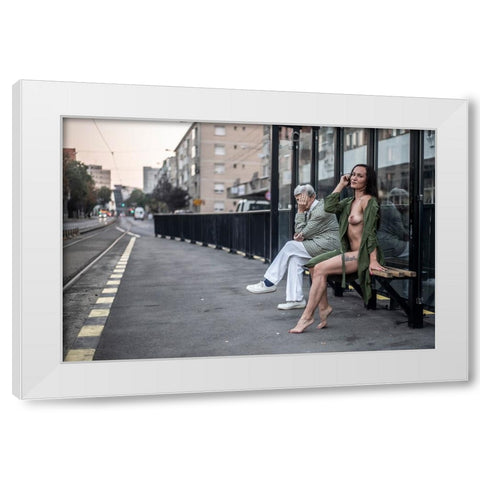 Station Goodies White Modern Wood Framed Art Print by D. Pop, Ovi