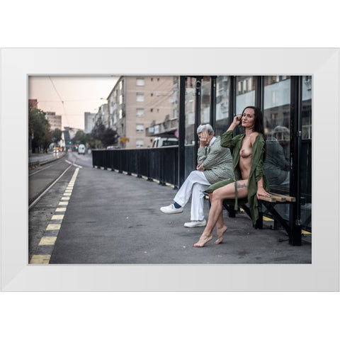 Station Goodies White Modern Wood Framed Art Print by D. Pop, Ovi