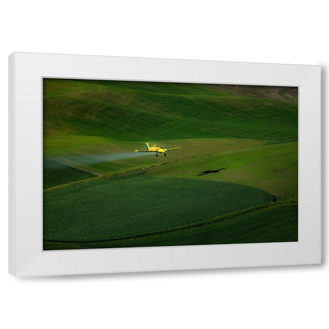 The Airplane And The Palouse White Modern Wood Framed Art Print by Bao, Shuqing