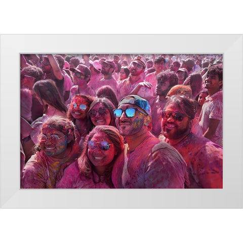 Holi Fest White Modern Wood Framed Art Print by Chang, Jiangping
