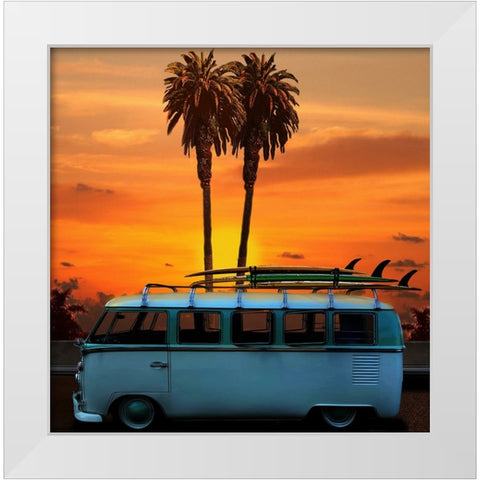 VW Bus White Modern Wood Framed Art Print by Butterworth, Larry