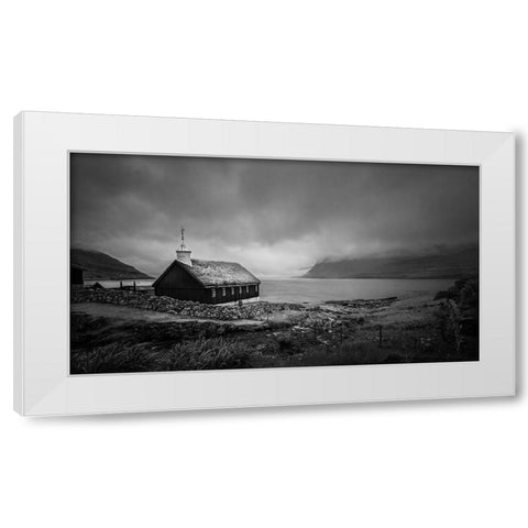 Peaceful White Modern Wood Framed Art Print by Zeng, Kenneth