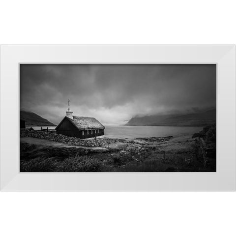 Peaceful White Modern Wood Framed Art Print by Zeng, Kenneth
