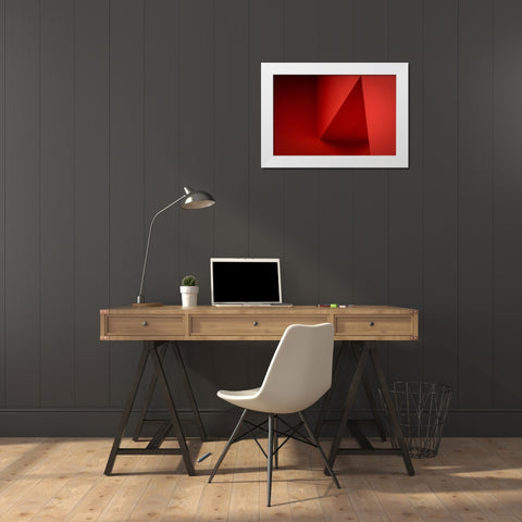 Red Corner White Modern Wood Framed Art Print by Wolters-Wrase, Heike