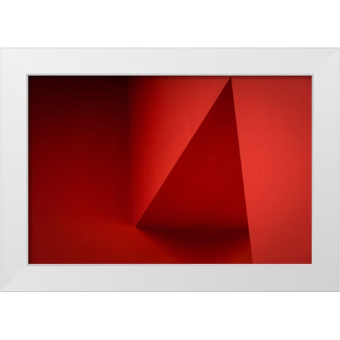 Red Corner White Modern Wood Framed Art Print by Wolters-Wrase, Heike