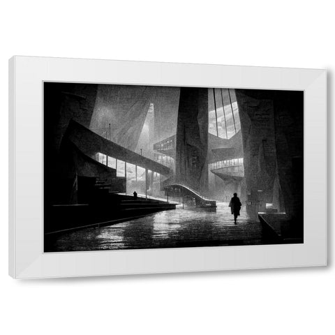 Walking White Modern Wood Framed Art Print by Stalmans, Luc