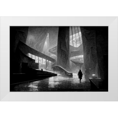 Walking White Modern Wood Framed Art Print by Stalmans, Luc