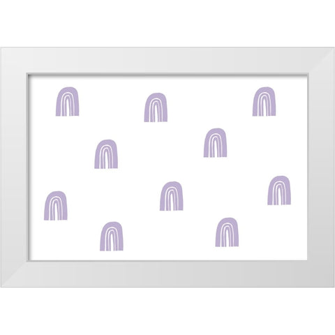 Purple Rainbows White Modern Wood Framed Art Print by uplusmestudio