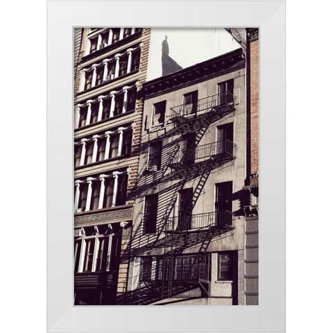 New York City Fire Escapes White Modern Wood Framed Art Print by Martin, Rikard