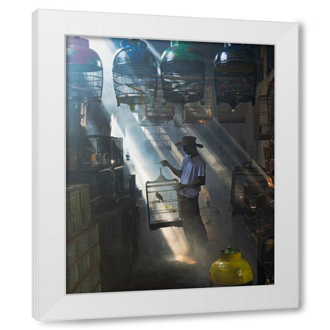 Greeting My Buddies White Modern Wood Framed Art Print by Widyantini, Rini