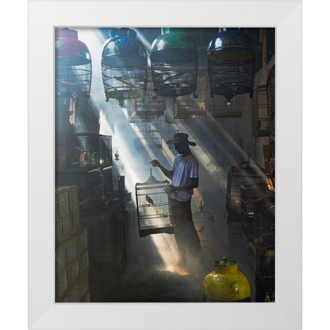 Greeting My Buddies White Modern Wood Framed Art Print by Widyantini, Rini