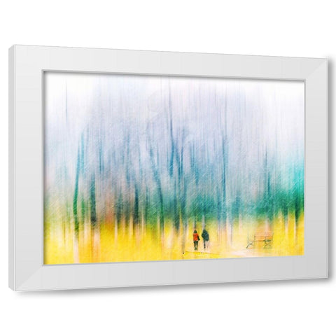 Accompany White Modern Wood Framed Art Print by Lammakmak