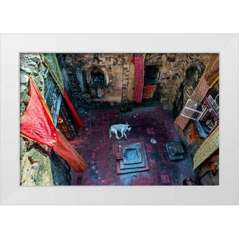 In A Small Indian Temple White Modern Wood Framed Art Print by Damico, Giuseppe