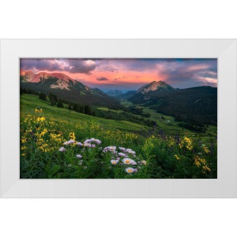 Blooming In The Valley White Modern Wood Framed Art Print by Xu, Mei