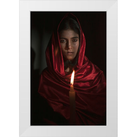 Asma White Modern Wood Framed Art Print by Paul, Dipankar