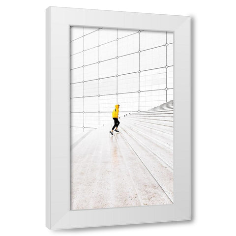Yellow Jacket On Run. White Modern Wood Framed Art Print by Navailles, Stephane